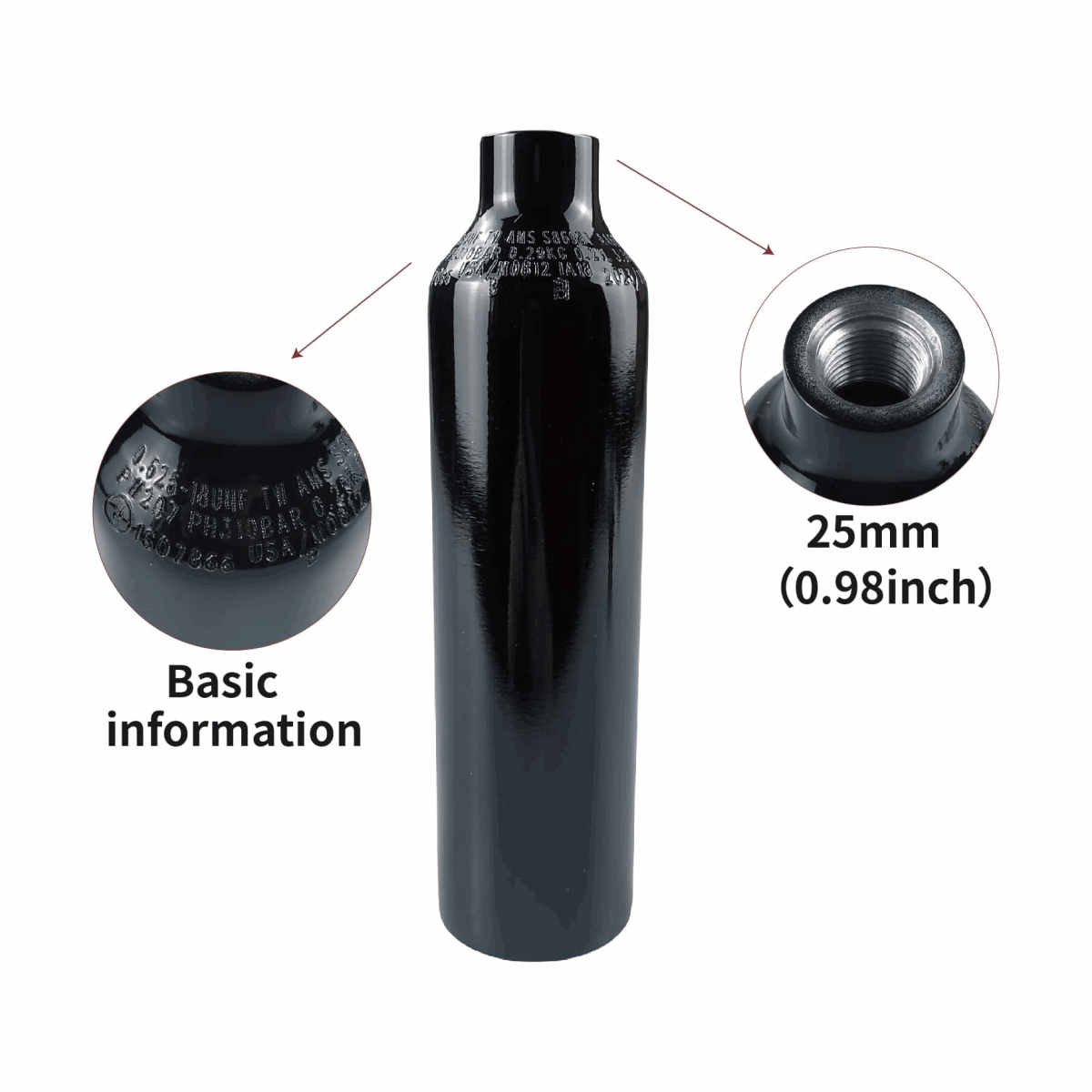 13ci (0.21L) Air Tank 3000psi 1100psi Output Air Tank Regulator - AirGun Tactical