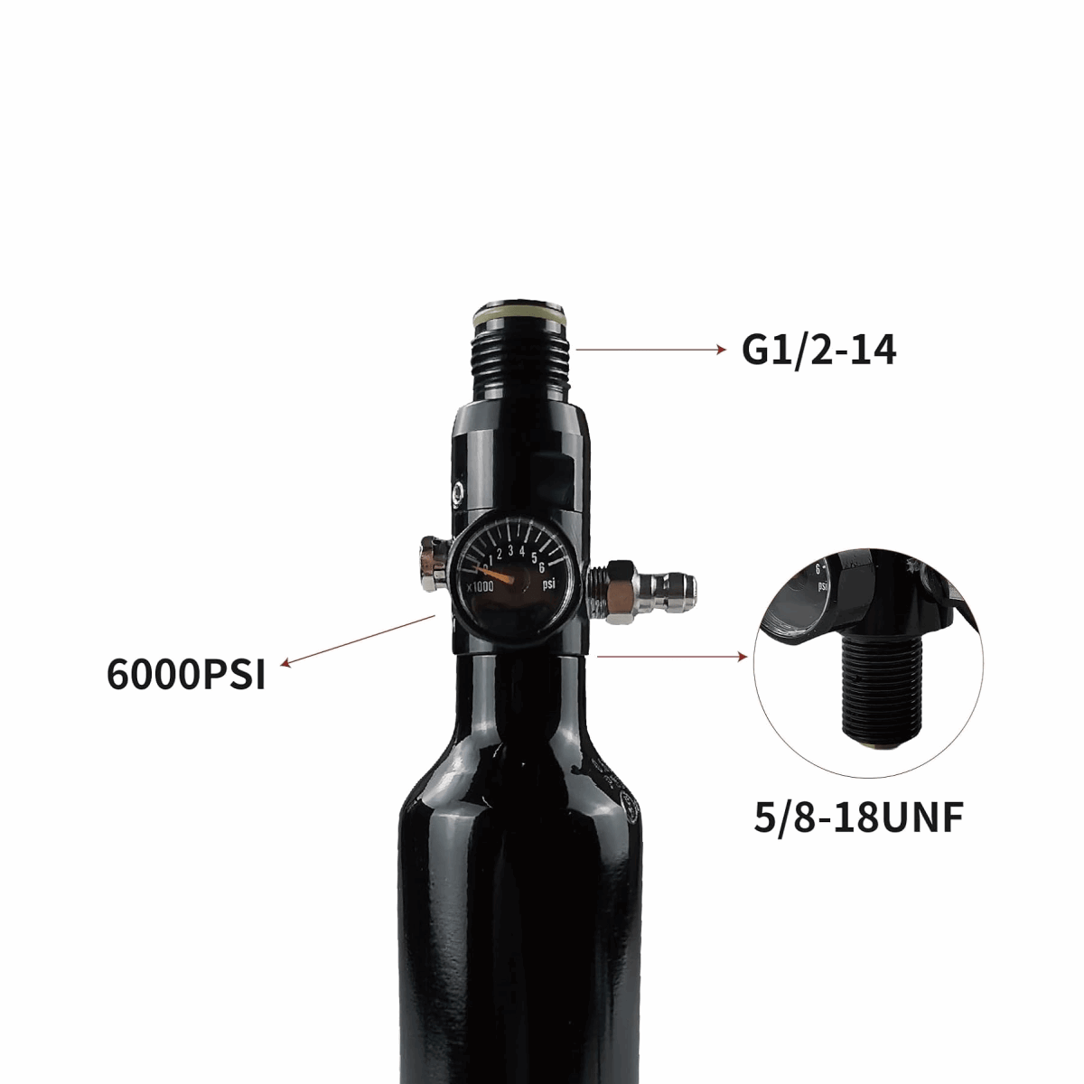 13ci (0.21L) Air Tank 3000psi 1100psi Output Air Tank Regulator - AirGun Tactical