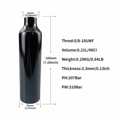 13ci (0.21L) Air Tank 3000psi 1100psi Output Air Tank Regulator - AirGun Tactical