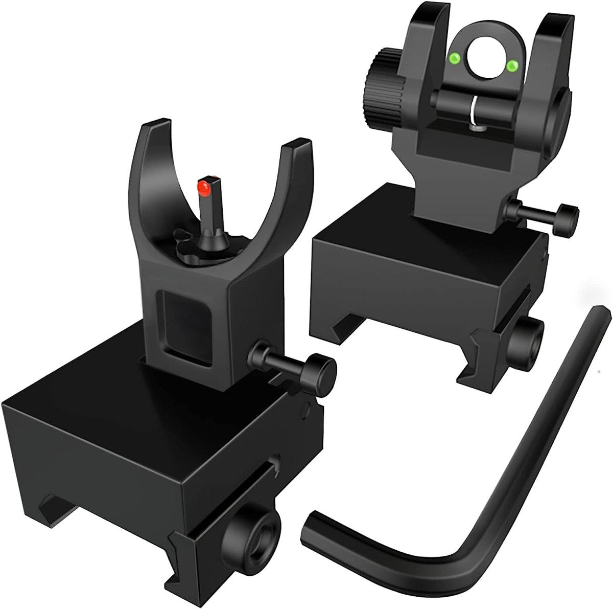 Front and Rear Fiber Optic Flip Up Iron Sights (Picatinny & Weaver) - AirGun Tactical