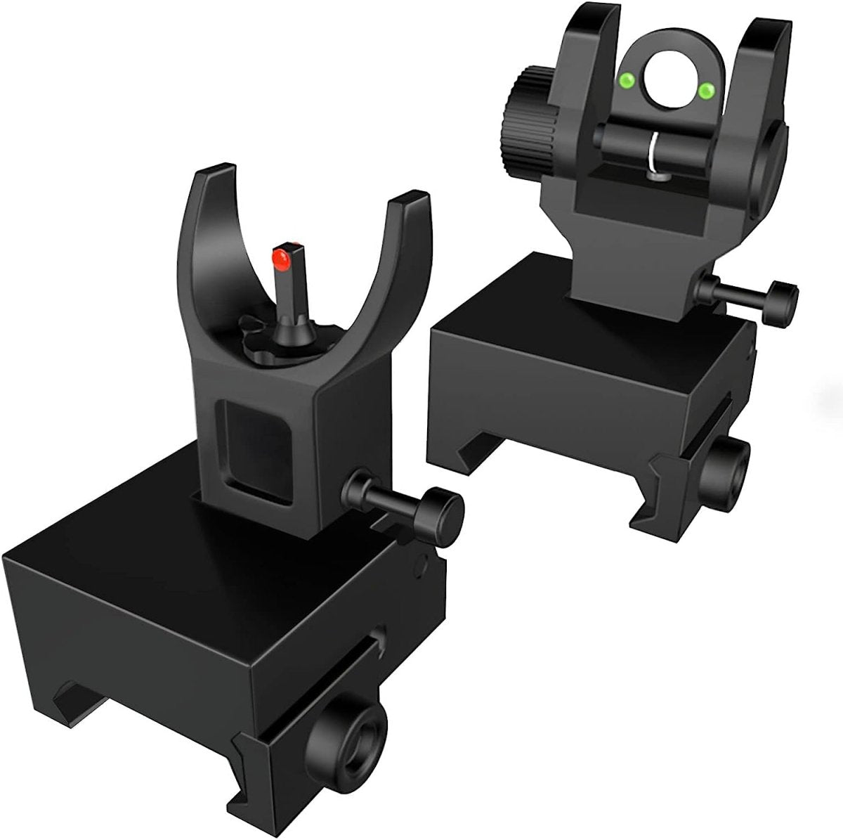 Front and Rear Fiber Optic Flip Up Iron Sights (Picatinny & Weaver) - AirGun Tactical