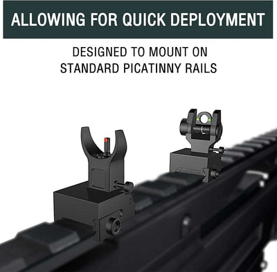 Front and Rear Fiber Optic Flip Up Iron Sights (Picatinny & Weaver) - AirGun Tactical