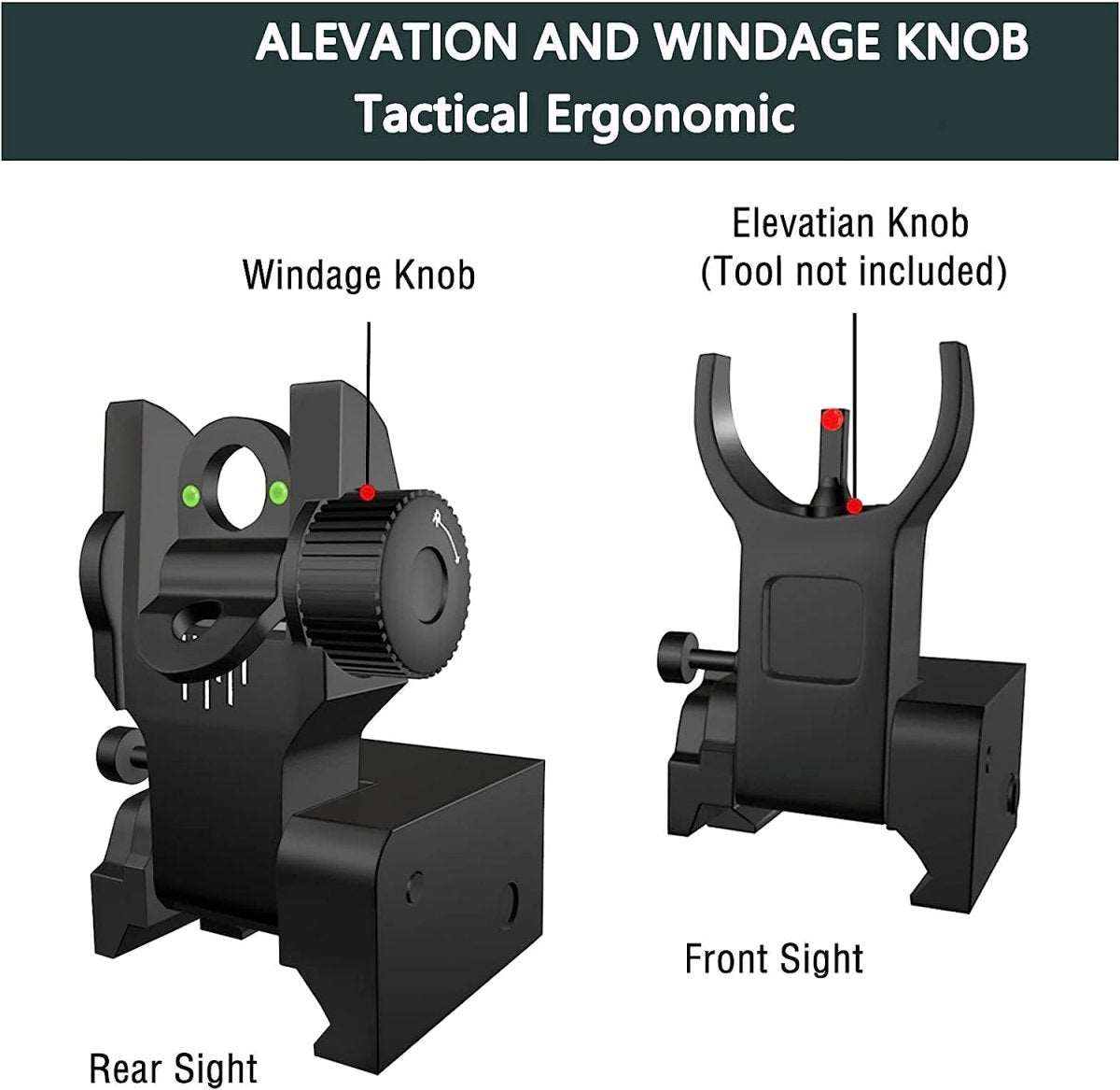 Front and Rear Fiber Optic Flip Up Iron Sights (Picatinny & Weaver) - AirGun Tactical