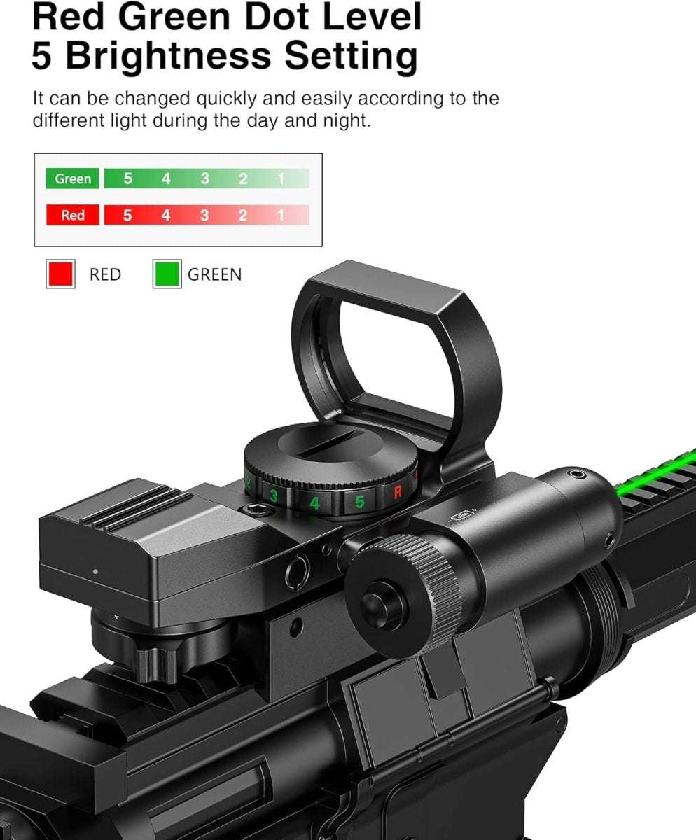 Reflex Sight 1X22X33 Red Dot Laser Reticle Green Combo 20mm Rail - AirGun Tactical