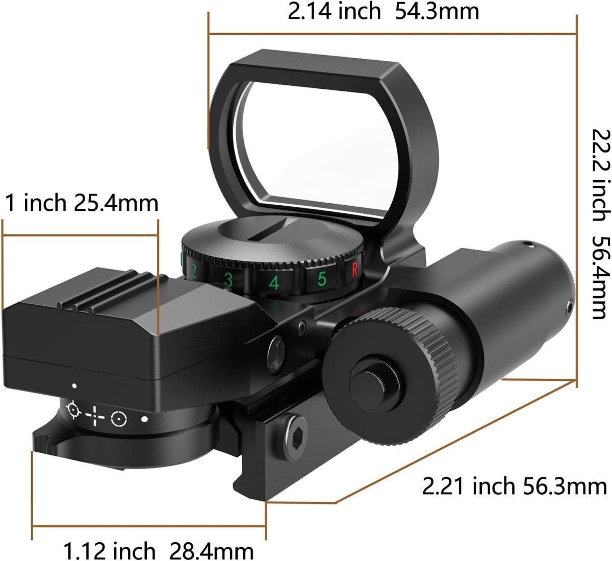 Reflex Sight 1X22X33 Red Dot Laser Reticle Green Combo 20mm Rail - AirGun Tactical