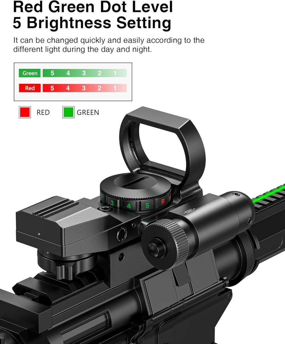 Reflex Sight 1X22X33 Red Dot Laser Reticle Red/Green Combo 20mm Rail - AirGun Tactical