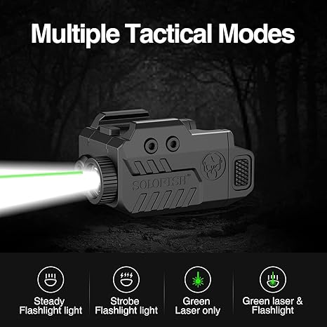 Solofish 500lm LED Flashlight / Green Laser Beam Combo with Strobe - AirGun Tactical