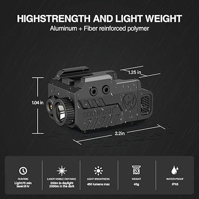 Solofish 500lm LED Flashlight / Green Laser Beam Combo with Strobe - AirGun Tactical