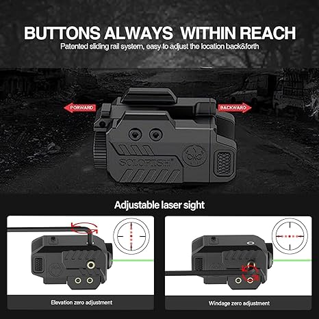 Solofish 500lm LED Flashlight / Green Laser Beam Combo with Strobe - AirGun Tactical